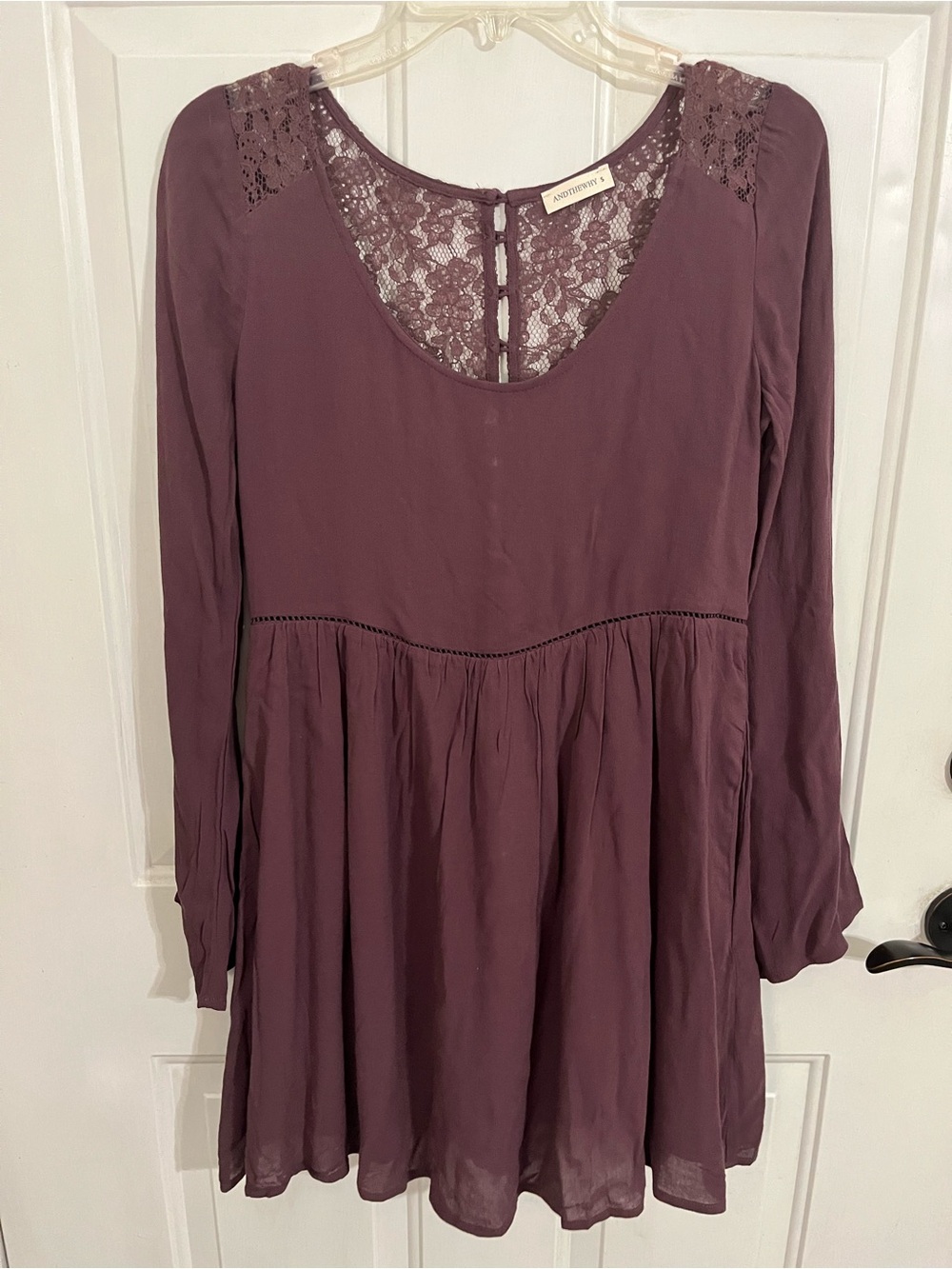 And the Why Lace Back Scoop Neck Dress - Plum